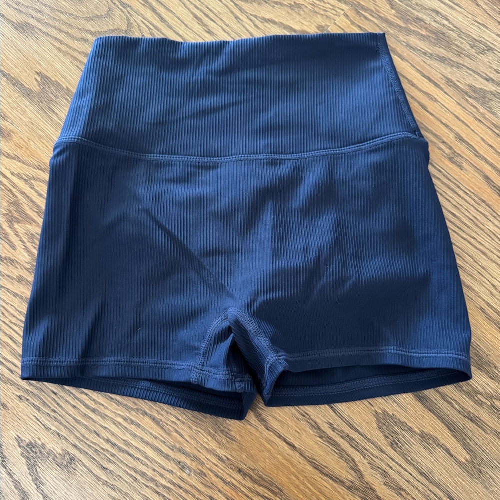 Women's Navy Blue High-Waisted Shorts